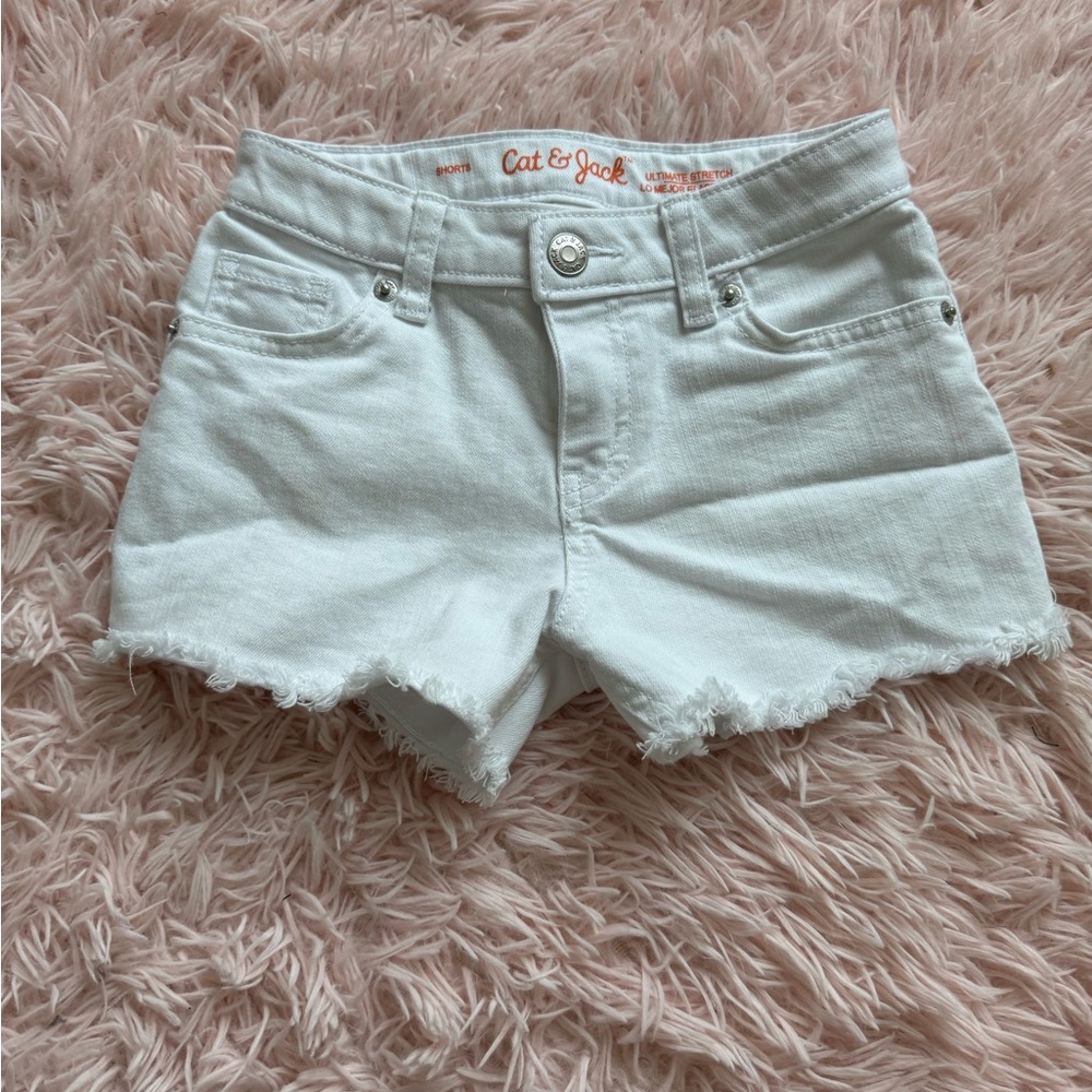 Cat & Jack White Jean Shorts Distressed Frayed Hem